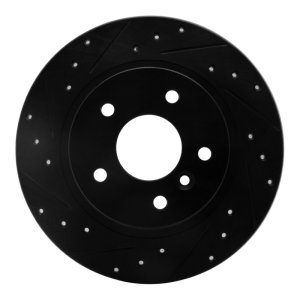Land Rover Discovery Brake Rotor (1) - Rear Left - R1 Concepts - Drilled & Slotted - Black - `94-`04